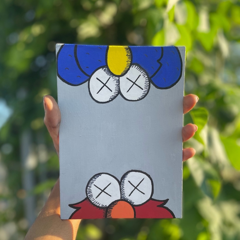 Blue KAWS & Red Elmo Painting